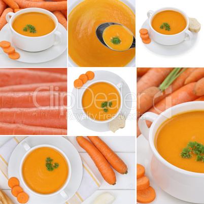 Collage Karottensuppe Möhrensuppe Karotten Möhren Suppe Suppen