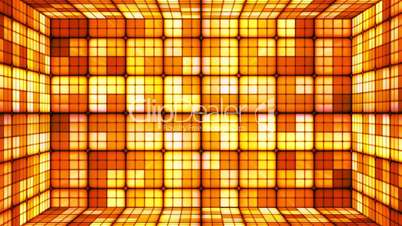 Broadcast Twinkling Hi-Tech Cubes Room, Orange Golden, Abstract, Loopable, HD