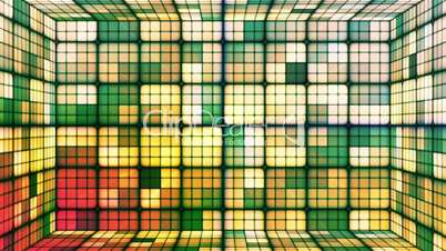 Broadcast Twinkling Hi-Tech Cubes Room, Green Red, Abstract, Loopable, HD