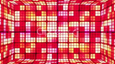 Broadcast Twinkling Hi-Tech Cubes Room, Red Yellow, Abstract, Loopable, HD