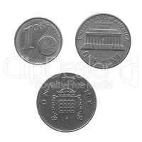 Black and white Coin isolated
