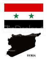 map of Syria and its flag
