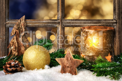 Cozy seasonal decoration on the window sill