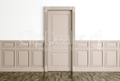 Interior with classic beige door 3d render