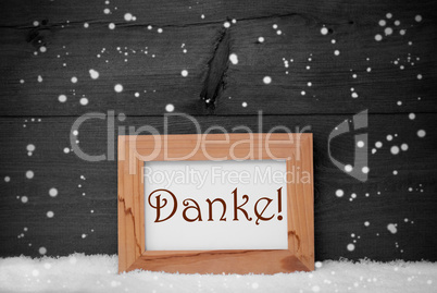 Picture Frame With Danke Means Thank You, Snow, Snowflakes