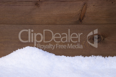 Brown Wooden Texture Or Background With White Snow