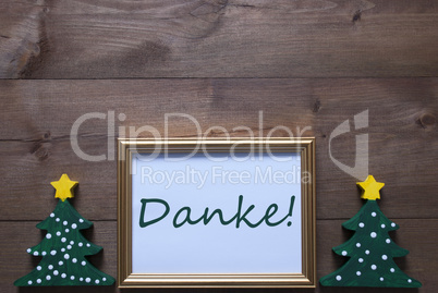 Frame With Christmas Tree And Danke Means Thank You