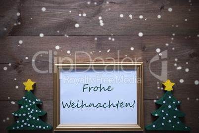 Frame With Frohe Weihnachten Means Merry Christmas, Snowflakes