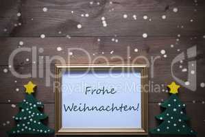 Frame With Frohe Weihnachten Means Merry Christmas, Snowflakes
