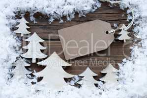 Label Christmas Trees And Snow Copy Space