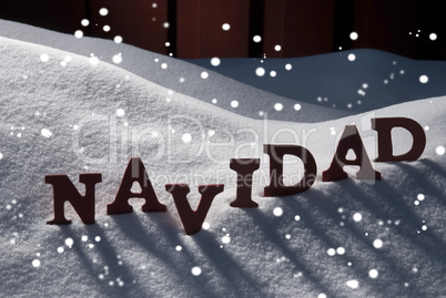 Card With Snow And Word Navidad Mean Christmas, Snowflakes