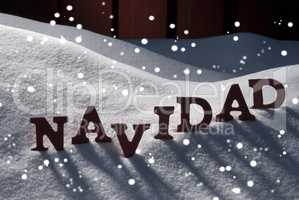 Card With Snow And Word Navidad Mean Christmas, Snowflakes