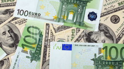 dollar and euro banknote