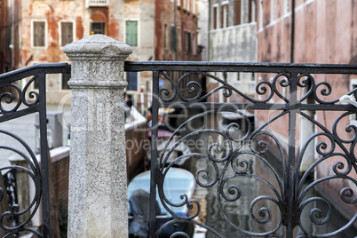 Detail of classic bridge in Venice