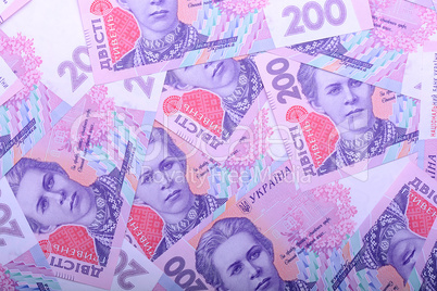 european money, ukrainian hryvnia close up