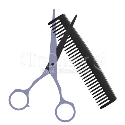 Barber scissors and comb