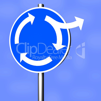 Sign roundabout with direction change