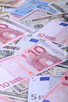 euro currency banknotes. european and american money background