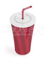 Paper cup with bendable straw