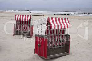 Strandkörbe in Bansin an der Ostsee auf Usedom, Mecklenburg-Vor