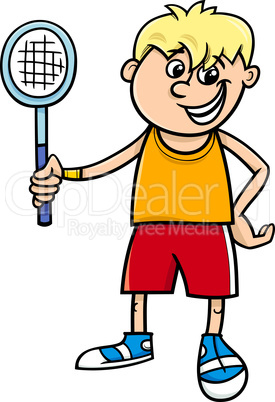 boy with tennis racket cartoon