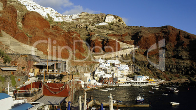 small harbor of akrotiri on greece island santorini