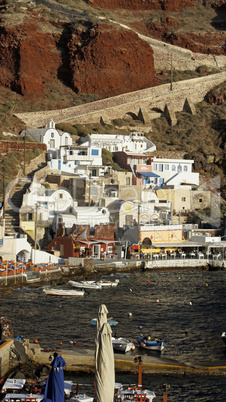 small harbor of akrotiri on greece island santorini