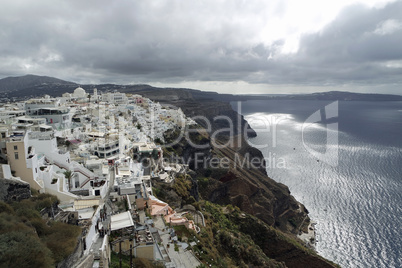 traditional greece village fira on santorini island