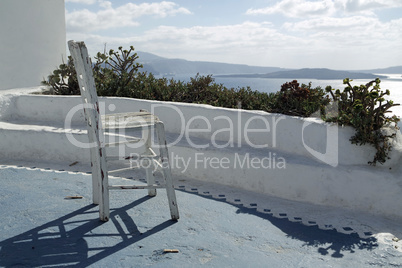 viewpoint in oia village on santorini island