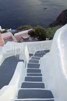 steps and stairs in oia village on santorini island