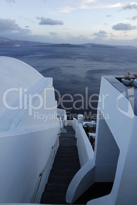 view over small oia village on santorini island