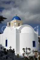 small and traditional greece chapel in perissa