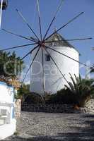 traditional greece windmill in perissa on santorini island