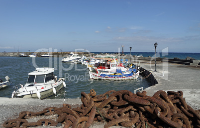 small harbor of porto castello on santorini