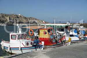 small harbor of porto castello on santorini