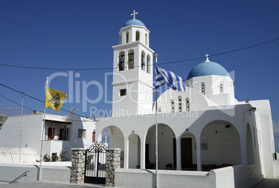 traditional church in small greece village on santorini