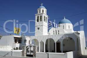 traditional church in small greece village on santorini