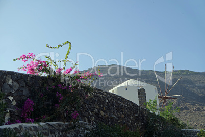 small and traditional greece village on santorini