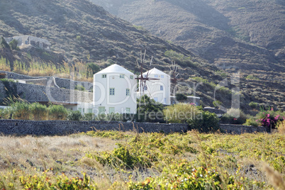 traditional greece windmill on island of santorini