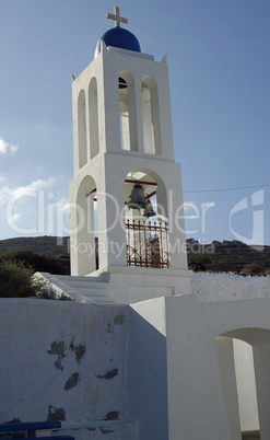 traditional church in small greece village on santorini