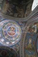 chapel in small greece village pyrgos on santorini