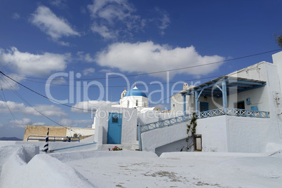 door in small greece village exo gonia on santorini