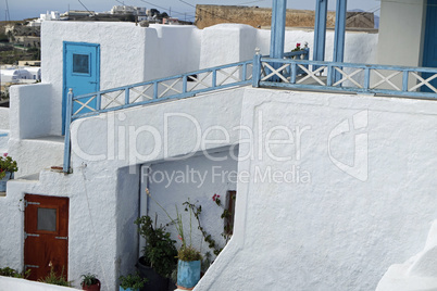 door in small greece village exo gonia on santorini