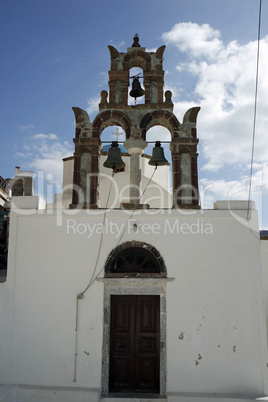 traditional greece church in exo gonia on santorini