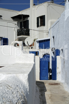 door in small greece village exo gonia on santorini