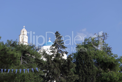 traditional greece church in exo gonia on santorini