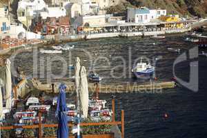 small harbor of akrotiri on greece island santorini