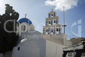 traditional greece church in exo gonia on santorini