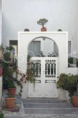 door in small greece village exo gonia on santorini