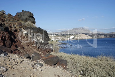 red beach on santorini island in greece